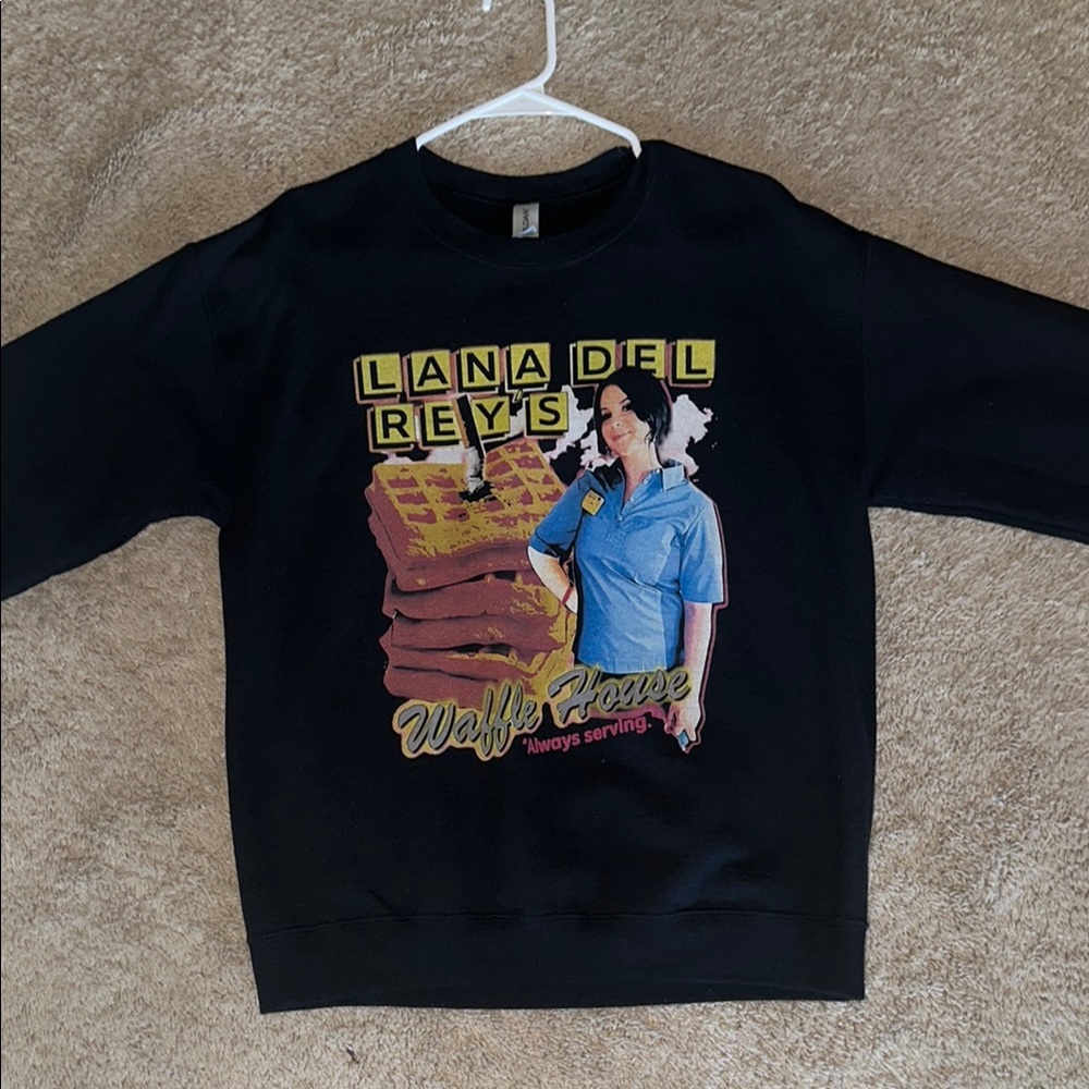 Black Graphic Sweatshirt with Lana Del Rey Waffle House Gay LGBTQ Born To Die